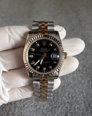 Datejust acciaio e oro quadrante nero brillanti 36mm