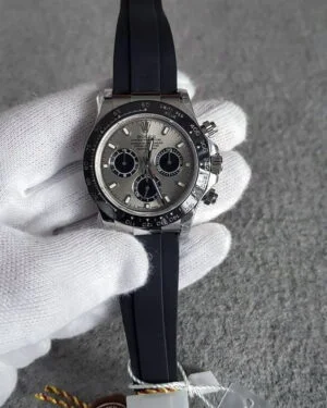 Daytona acciaio quadrante grigio cinturino in caucciù