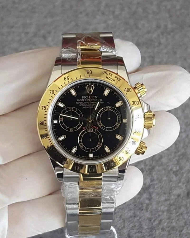 Daytona acciaio e oro quadrante nero